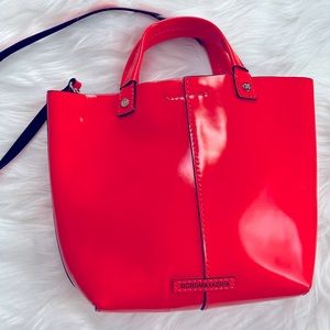 BCBGMaxAzria Patent Mini Tote Bag Neon Orange Crossbody Purse